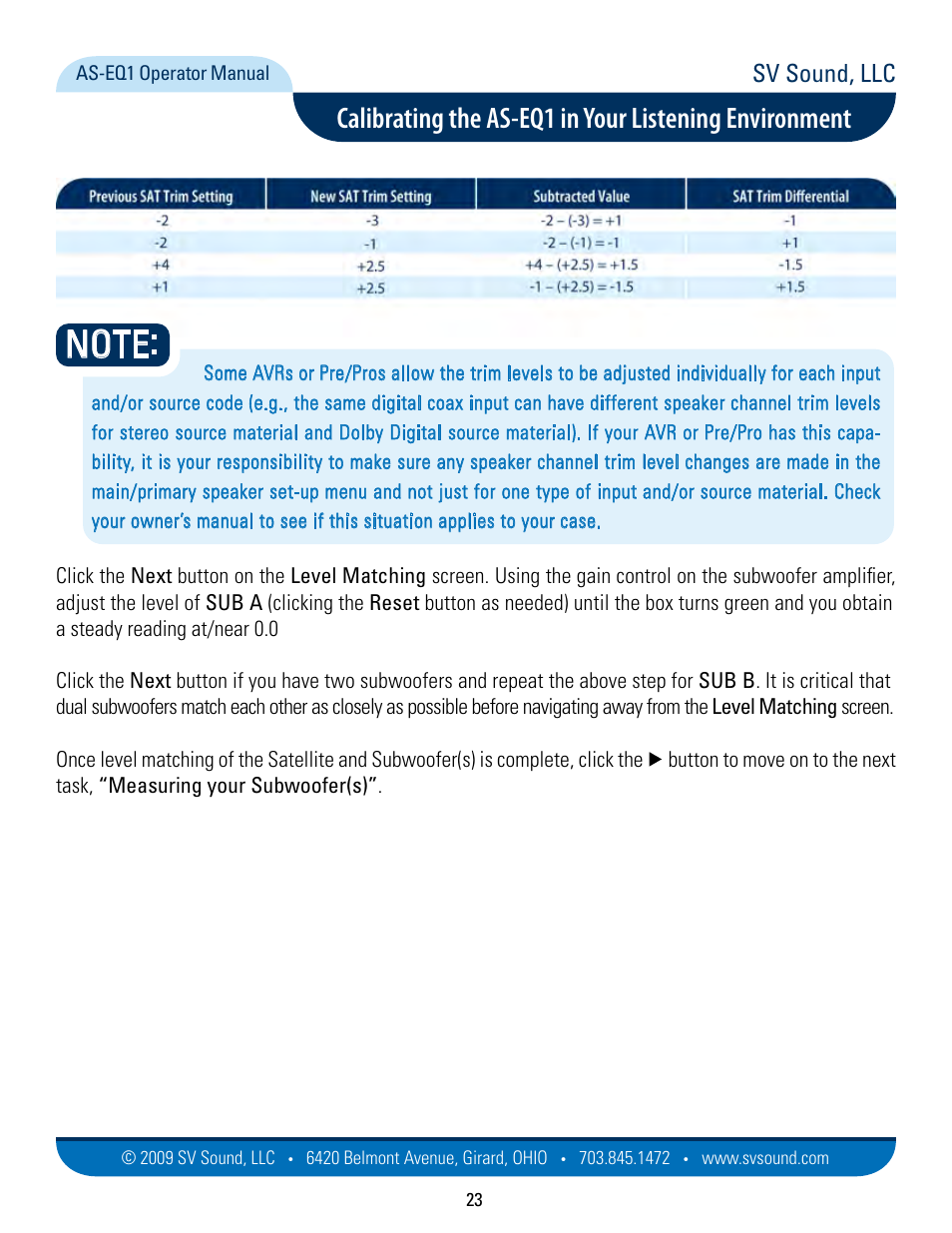 Sv sound, llc | SVS AS EQ1 User Manual | Page 23 / 37