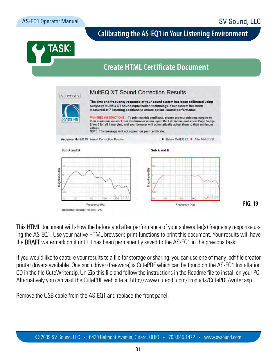 Create html certificate document, Task, Sv sound, llc | Fig. 19 | SVS AS EQ1 User Manual | Page 31 / 37