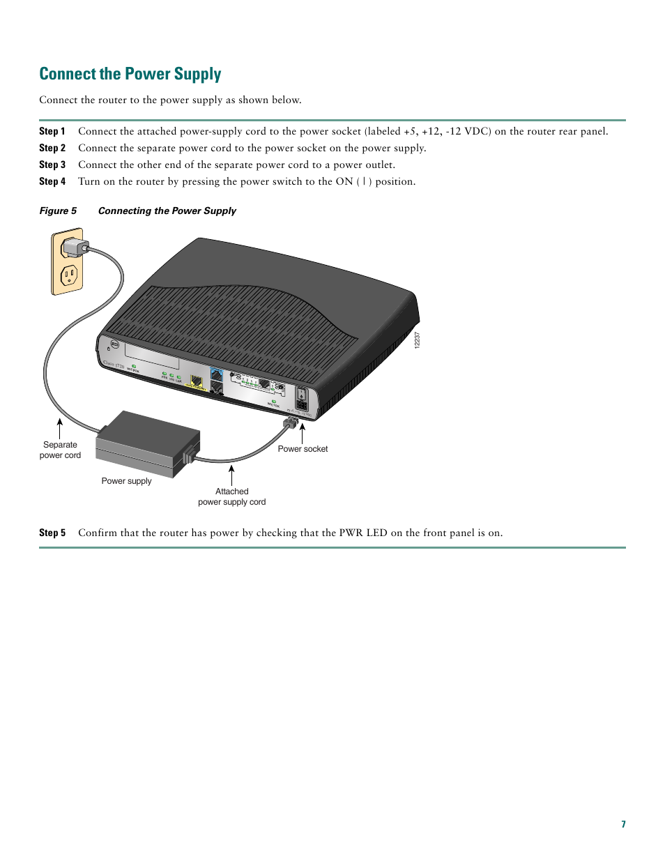 Connect the power supply, See manual before installation | Cisco 1720 User Manual | Page 7 / 12