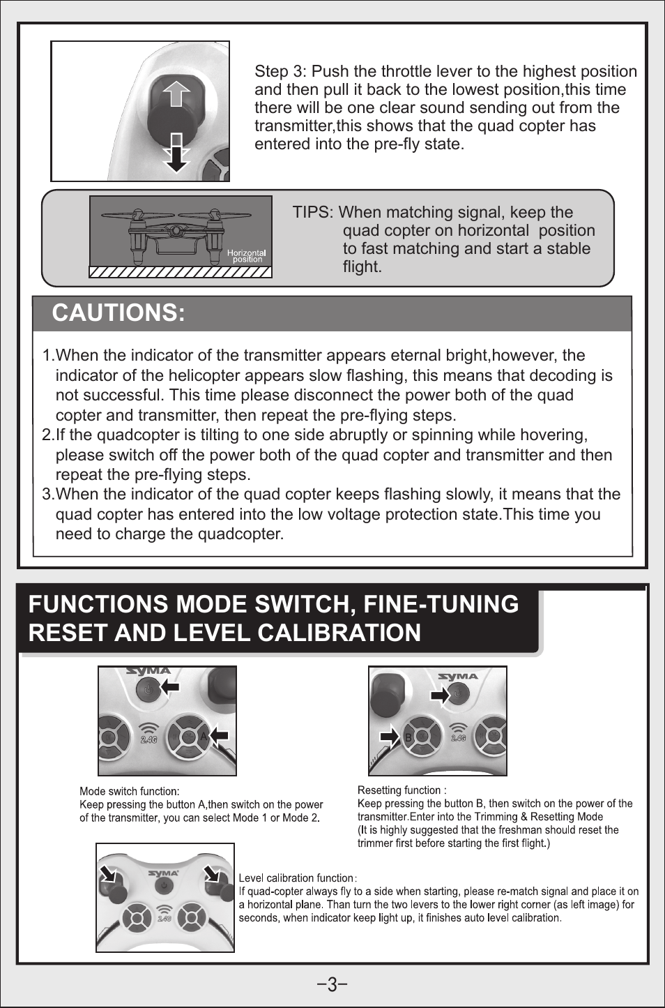 Cautions | Syma Toys X12 User Manual | Page 4 / 11