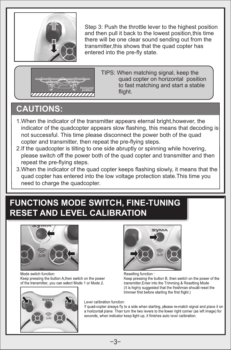 Cautions | Syma Toys X11C User Manual | Page 4 / 12