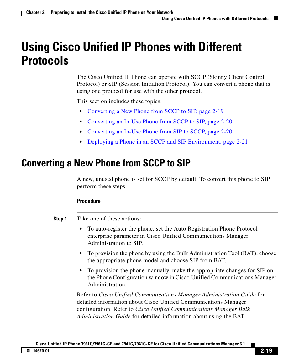 Converting a new phone from sccp to sip | Cisco IP Phone 7961G-GE User Manual | Page 19 / 22