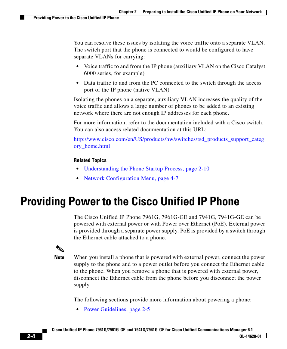 Providing power to the cisco unified ip phone | Cisco IP Phone 7961G-GE User Manual | Page 4 / 22