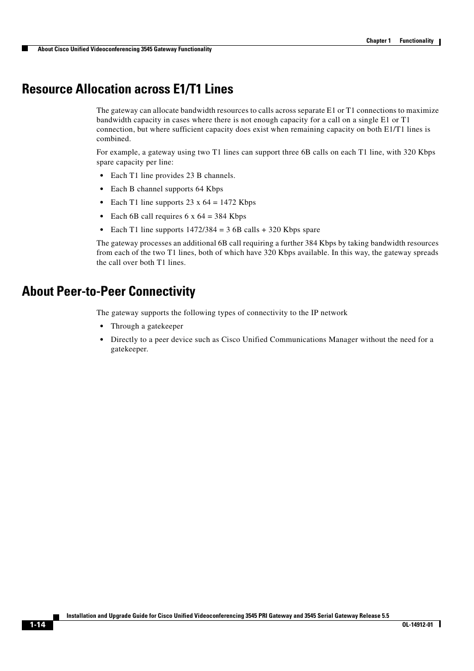 Resource allocation across e1/t1 lines, About peer-to-peer connectivity | Cisco 545 Serial User Manual | Page 20 / 74