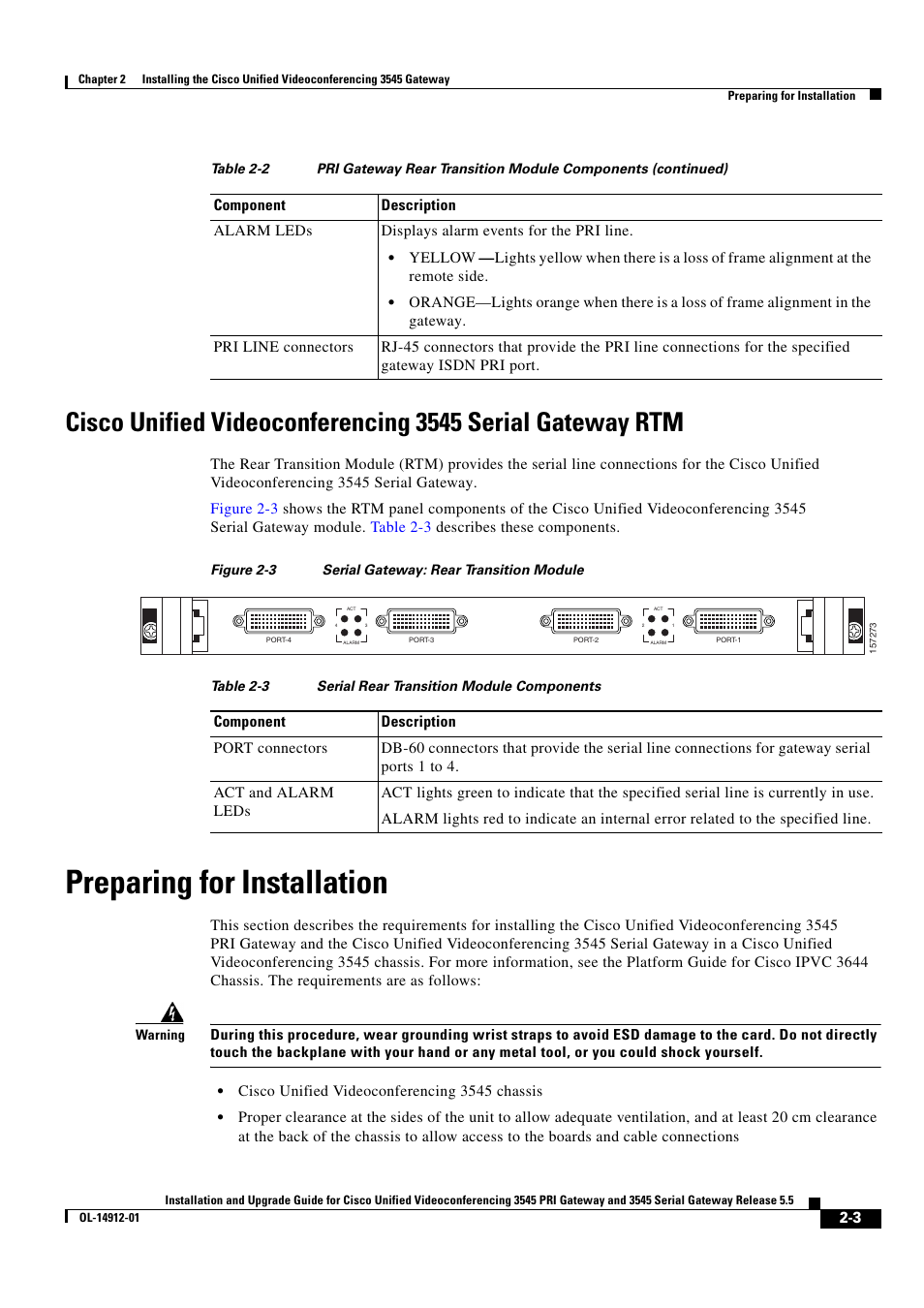 Preparing for installation | Cisco 545 Serial User Manual | Page 23 / 74