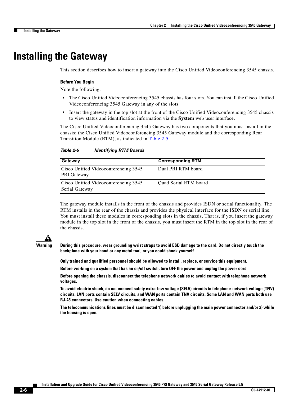 Installing the gateway | Cisco 545 Serial User Manual | Page 26 / 74