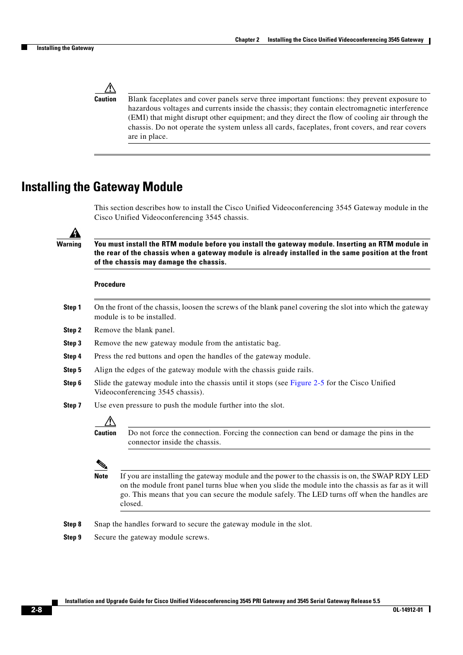 Installing the gateway module | Cisco 545 Serial User Manual | Page 28 / 74