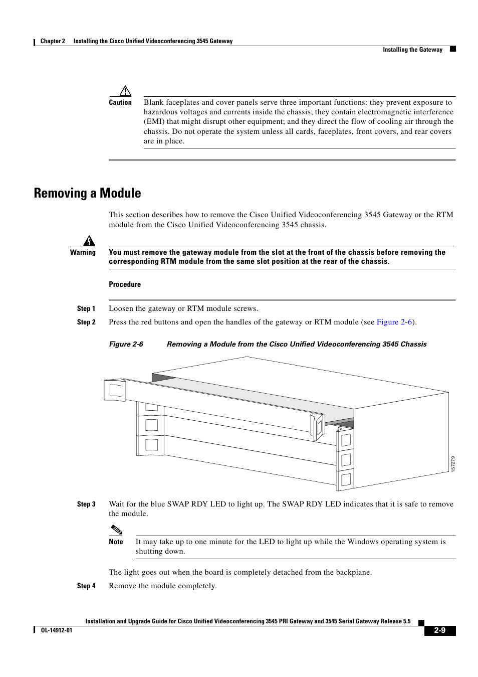 Removing a module | Cisco 545 Serial User Manual | Page 29 / 74