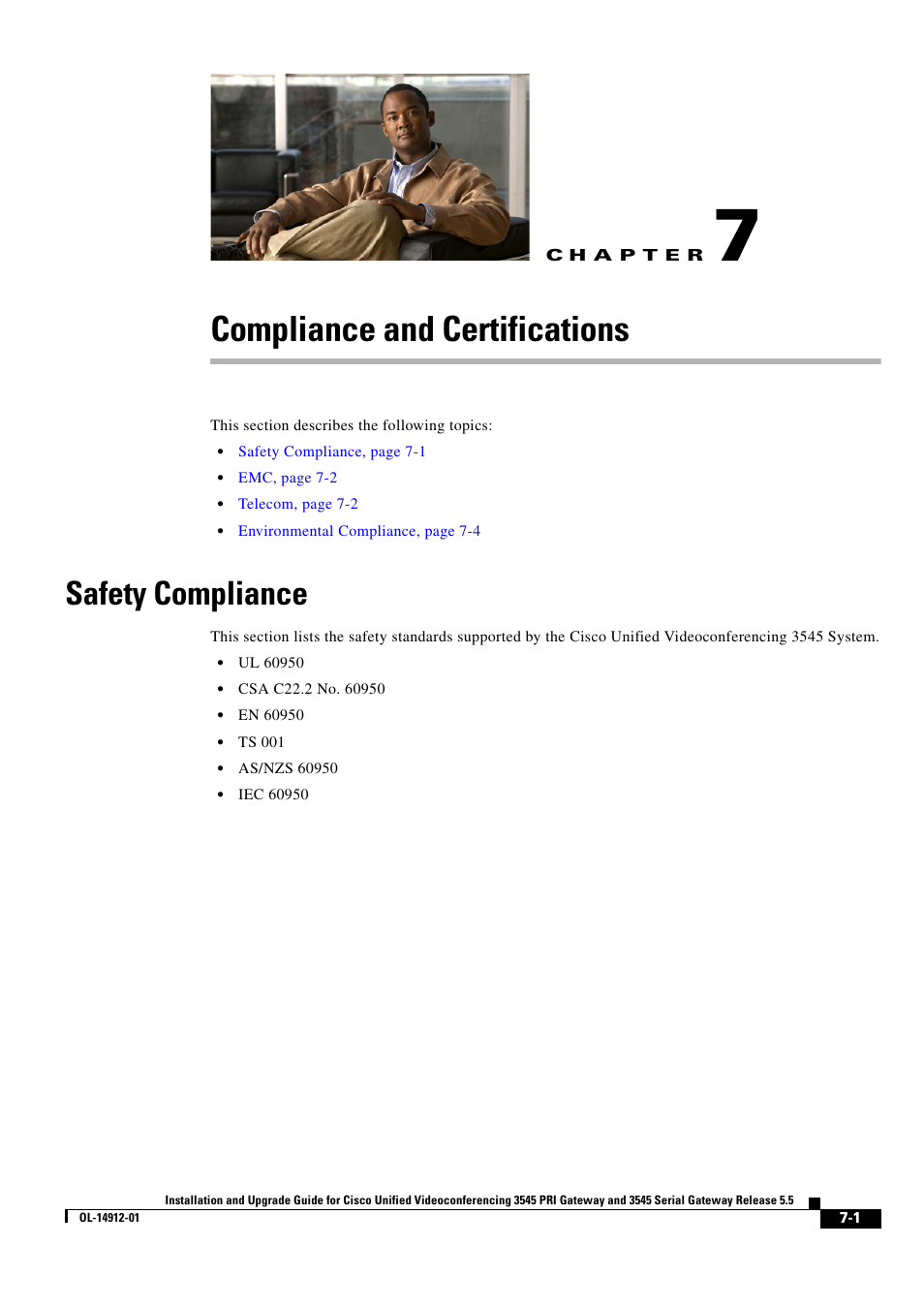 Compliance and certifications, Safety compliance, C h a p t e r | Cisco 545 Serial User Manual | Page 67 / 74