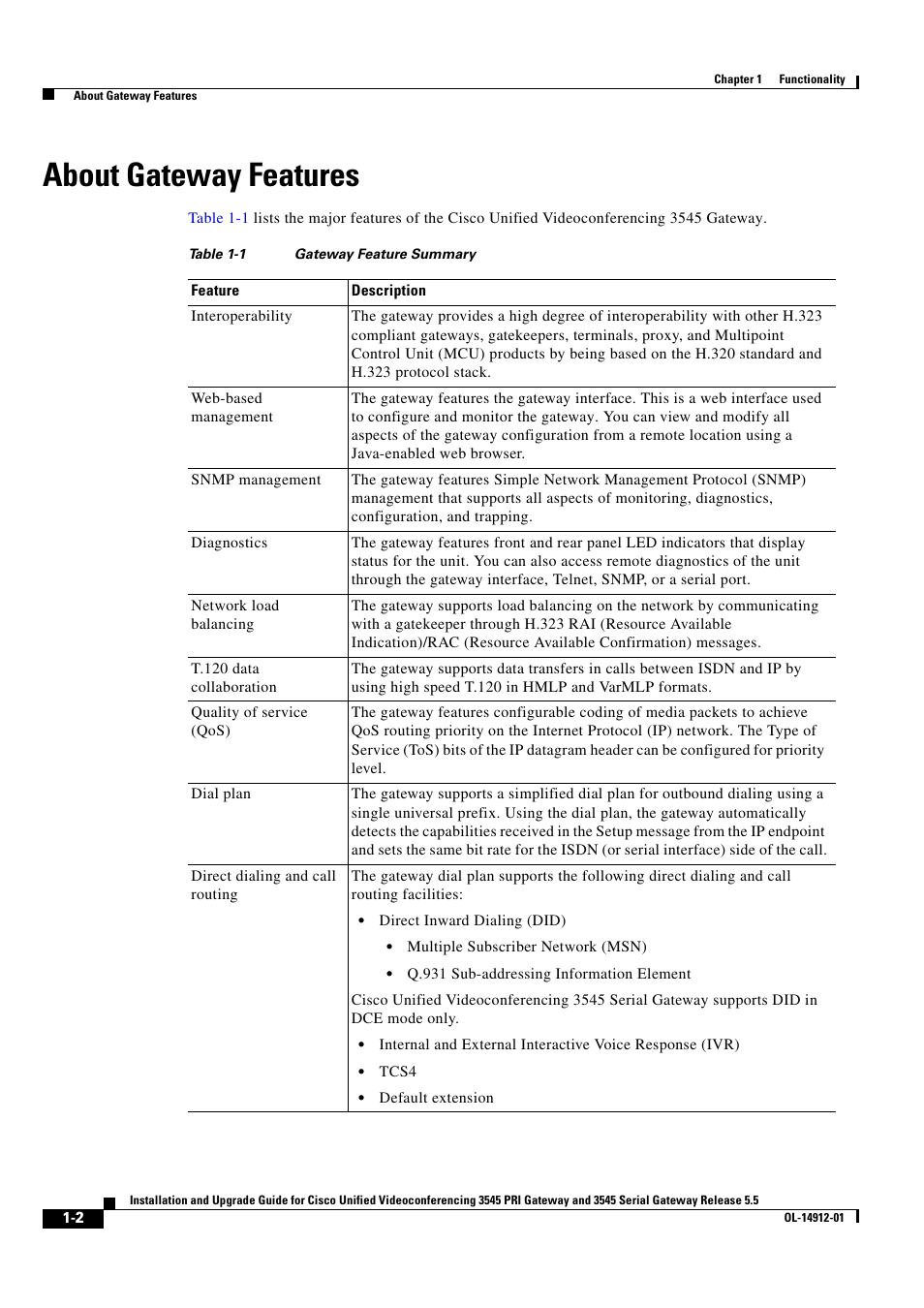 About gateway features | Cisco 545 Serial User Manual | Page 8 / 74