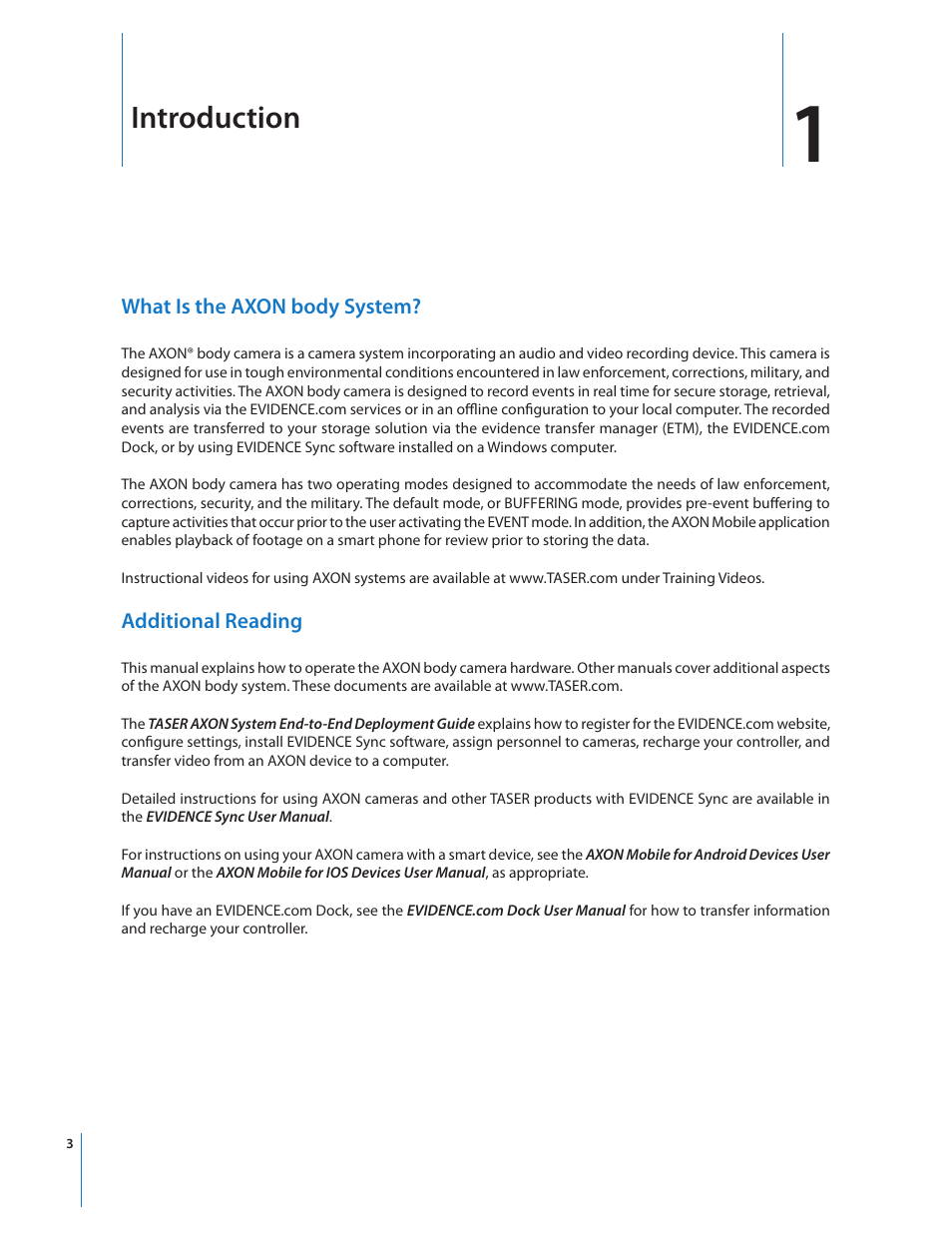 Introduction | Taser Axon-Body User Manual | Page 3 / 15