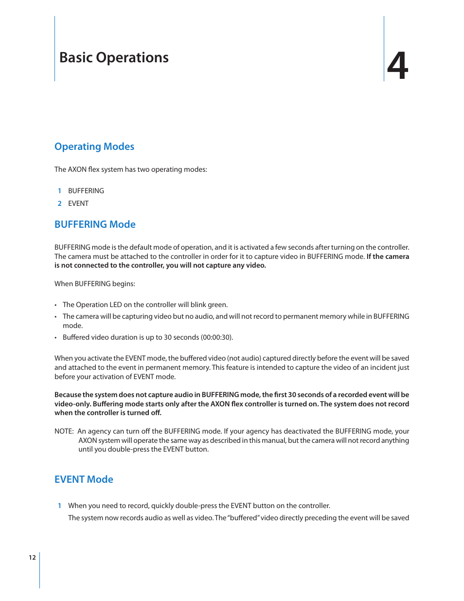 Basic operations | Taser Axon-Flex User Manual | Page 12 / 19