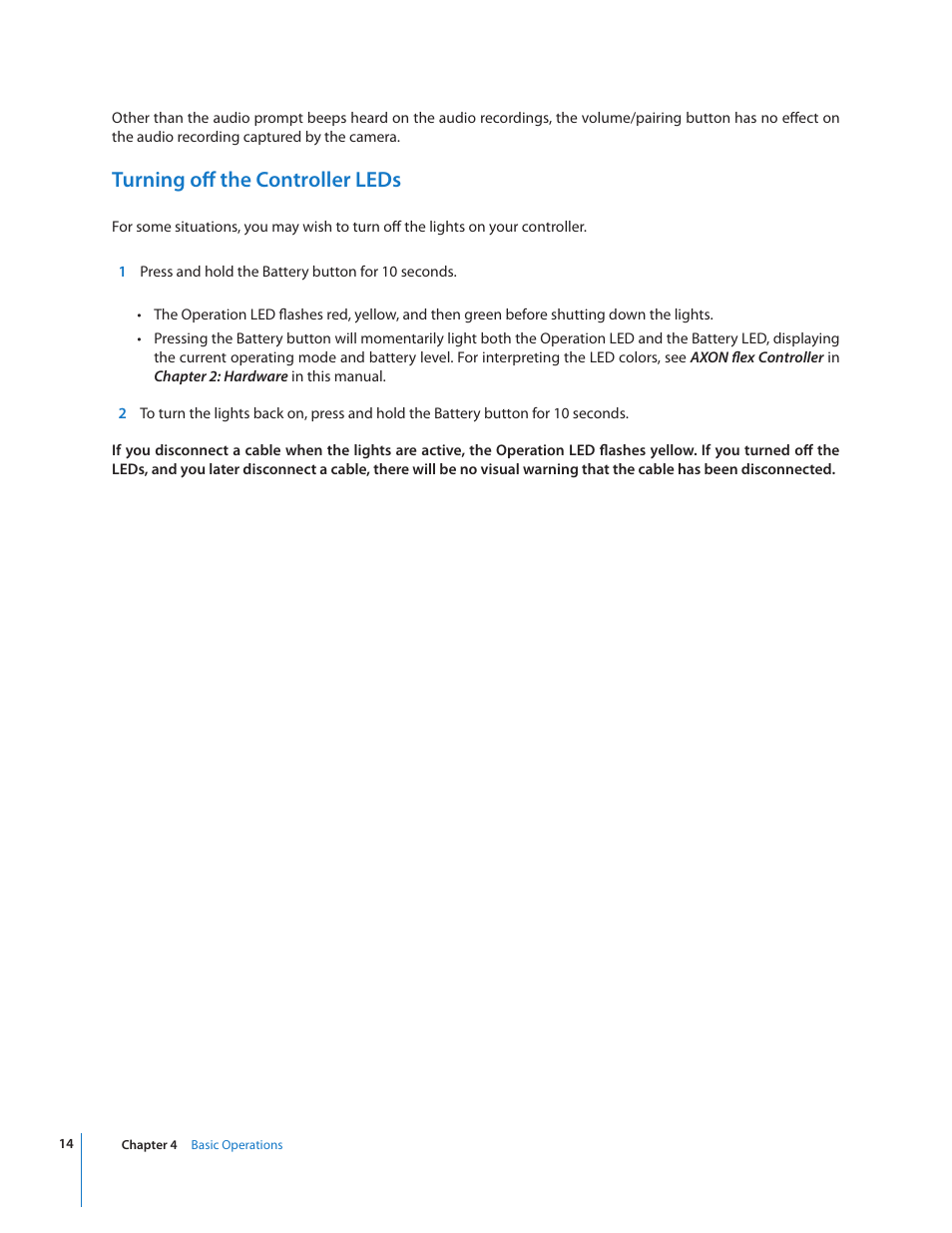 Turning off the controller leds | Taser Axon-Flex User Manual | Page 14 / 19