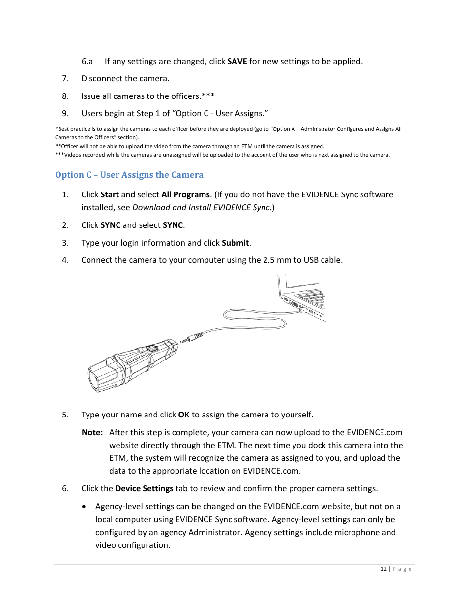 Option c – user assigns the camera | Taser Axon-Flex User Manual | Page 12 / 22