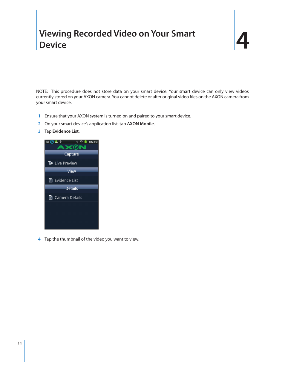 Viewing recorded video on your smart device | Taser Axon-Mobile User Manual | Page 11 / 28