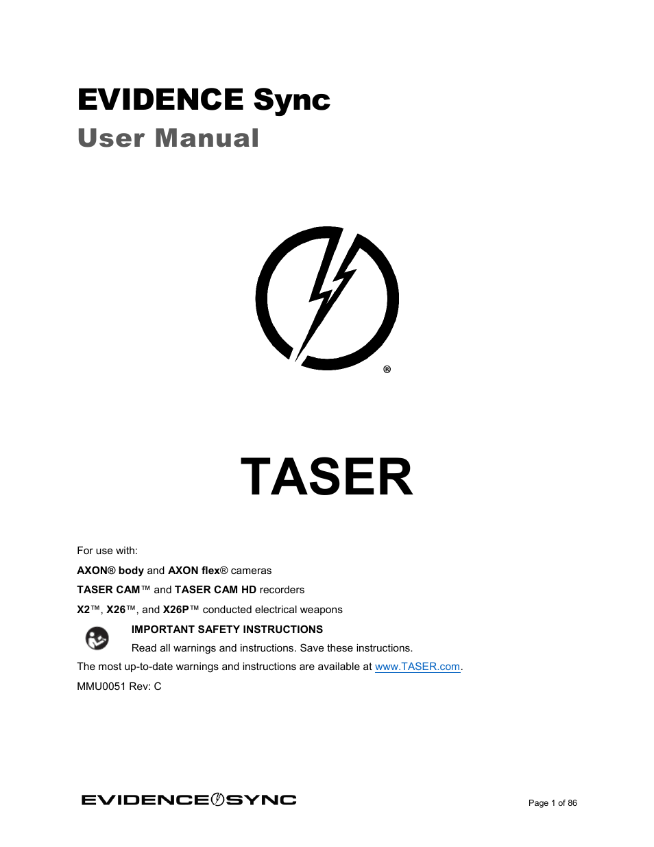 Taser Evidence-Sync User Manual | 86 pages