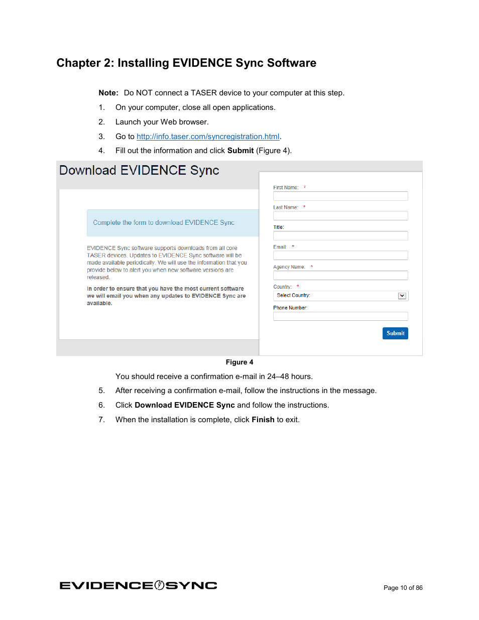 Chapter 2: installing evidence sync software | Taser Evidence-Sync User Manual | Page 10 / 86