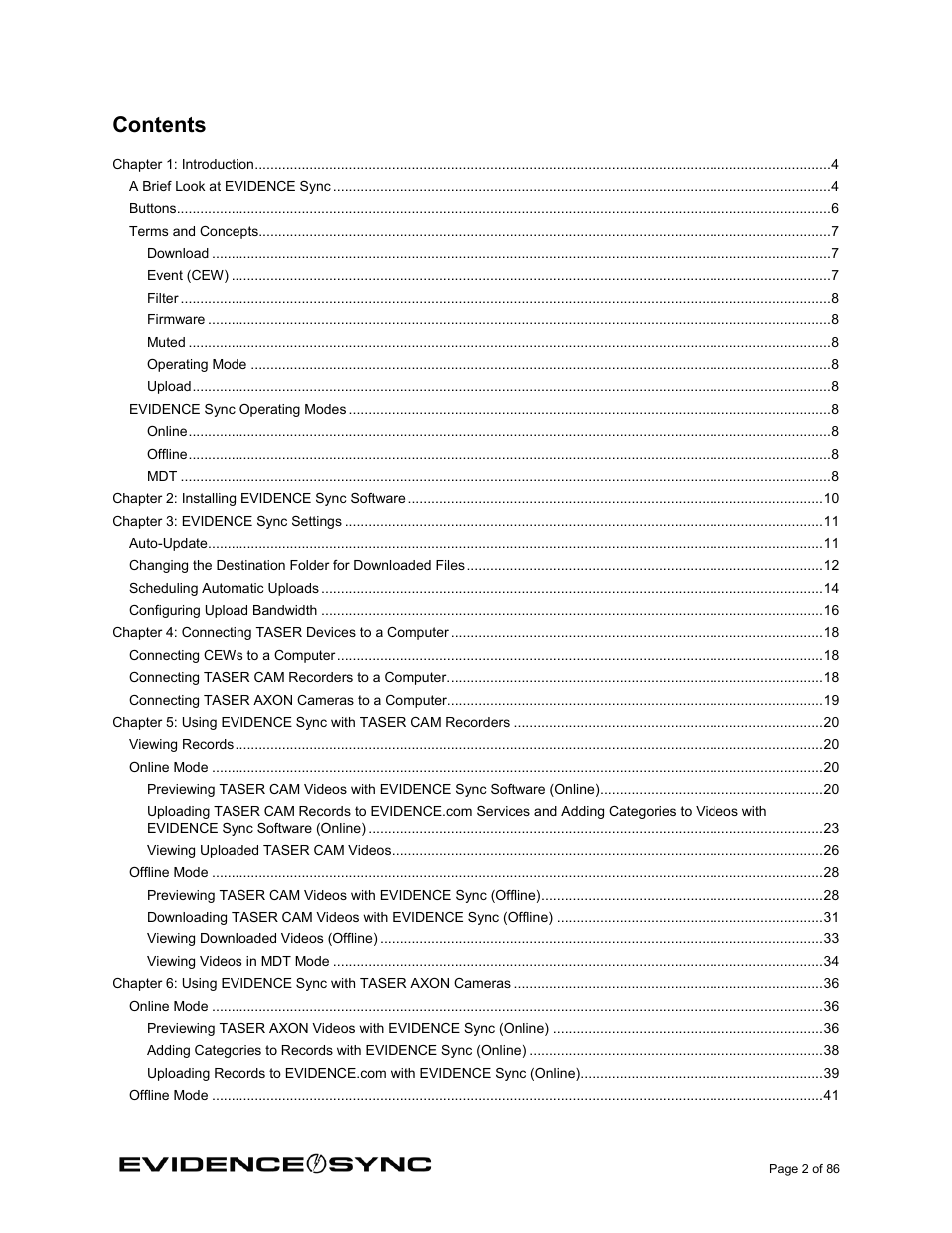 Taser Evidence-Sync User Manual | Page 2 / 86