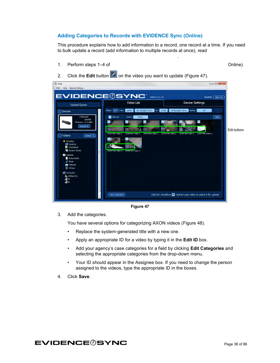 Taser Evidence-Sync User Manual | Page 38 / 86