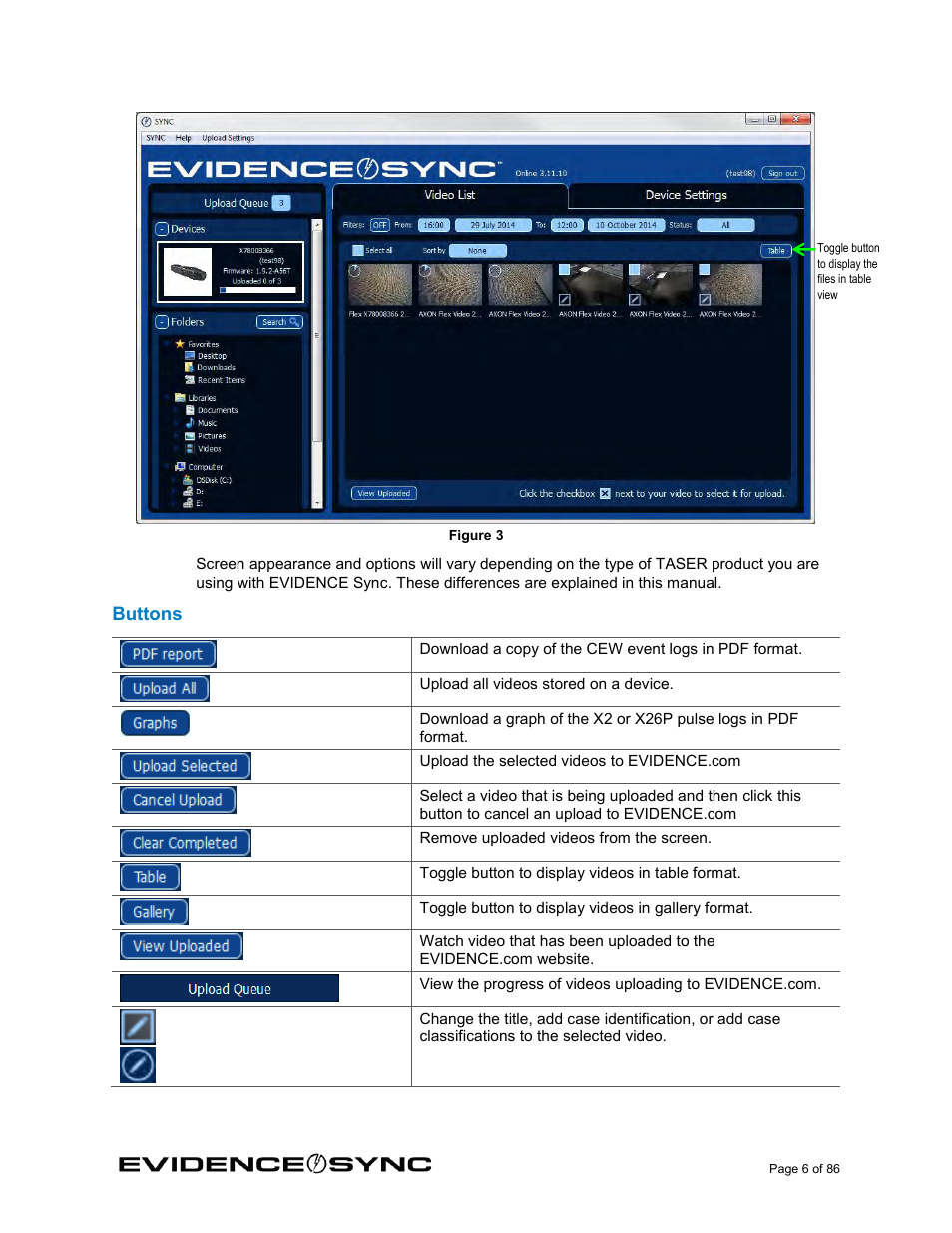 Buttons | Taser Evidence-Sync User Manual | Page 6 / 86