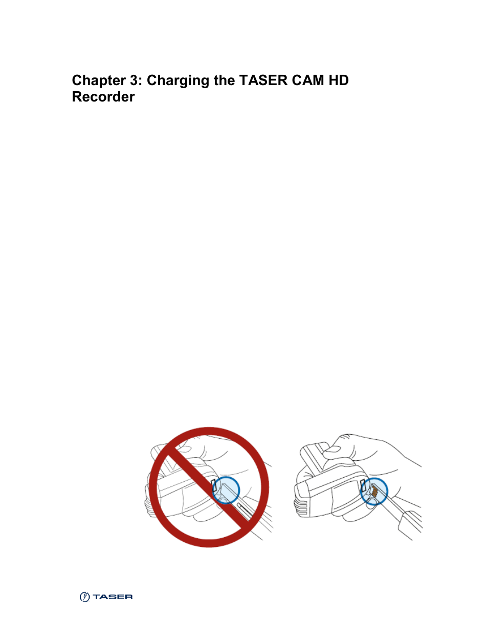 Chapter 3: charging the taser cam hd recorder | Taser CAM-HD User Manual | Page 12 / 48