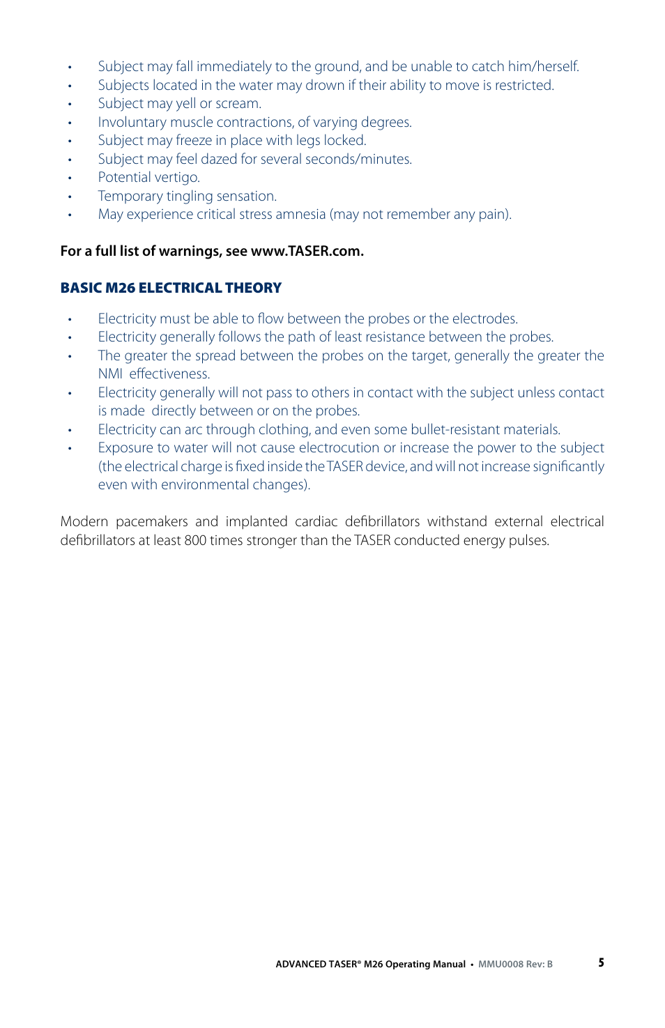 Taser M26 User Manual | Page 5 / 24