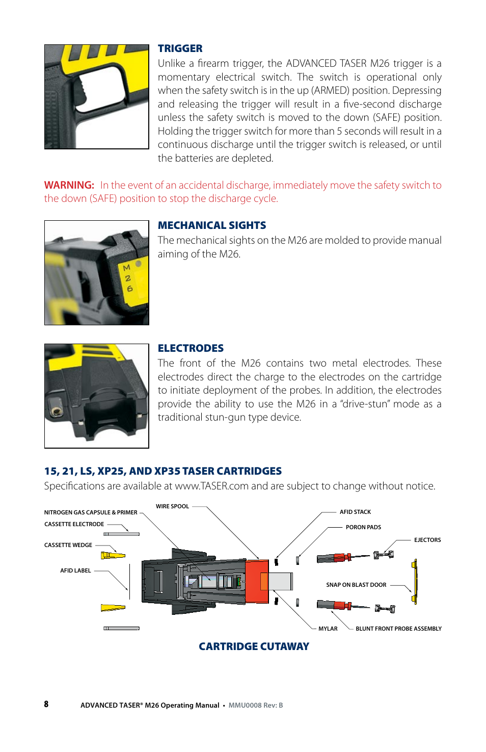 Cartridge cutaway | Taser M26 User Manual | Page 8 / 24