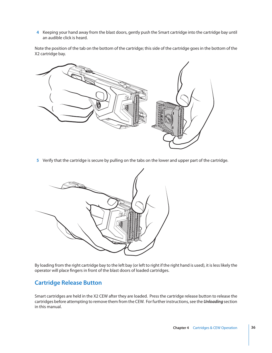 Cartridge release button | Taser X2 User Manual | Page 36 / 55