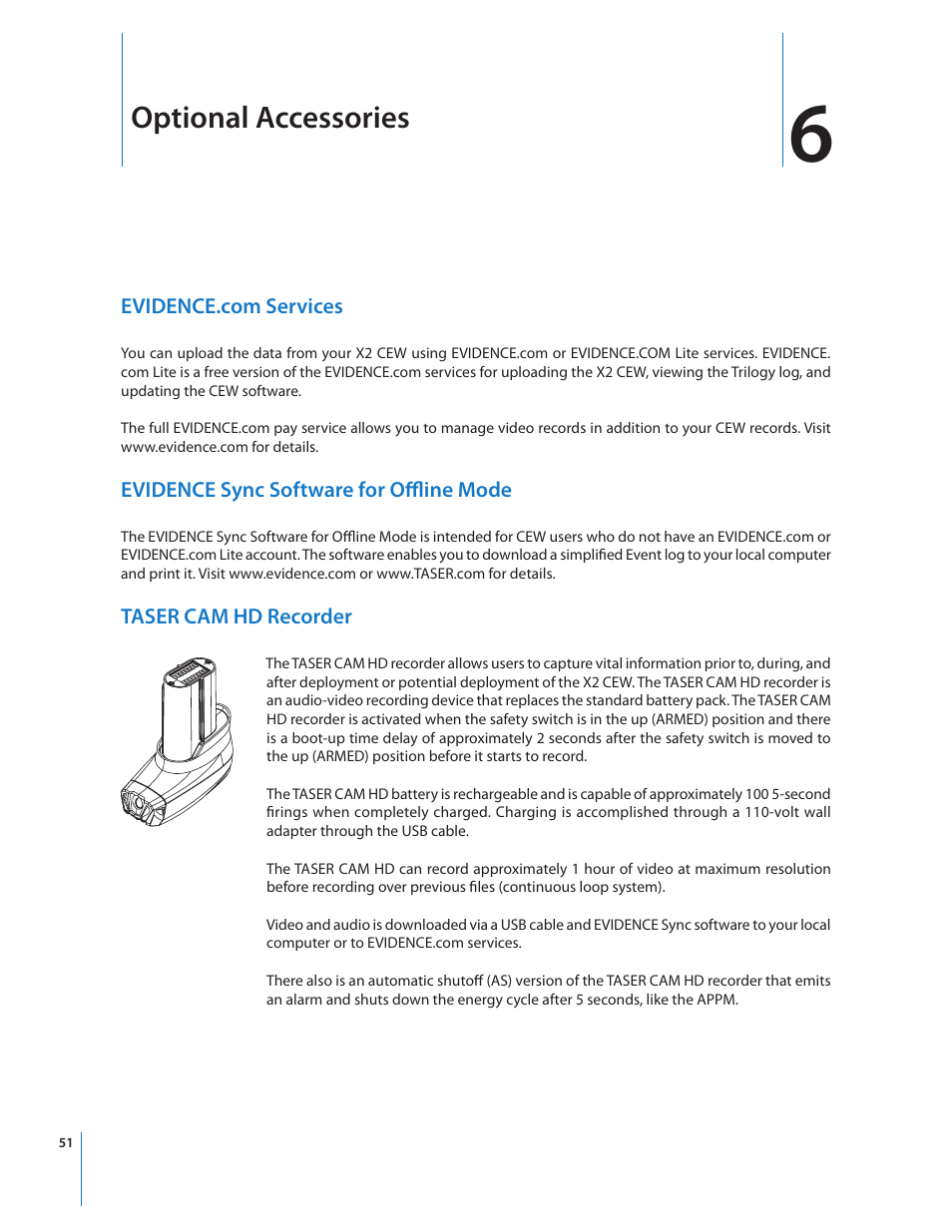 Optional accessories | Taser X2 User Manual | Page 51 / 55