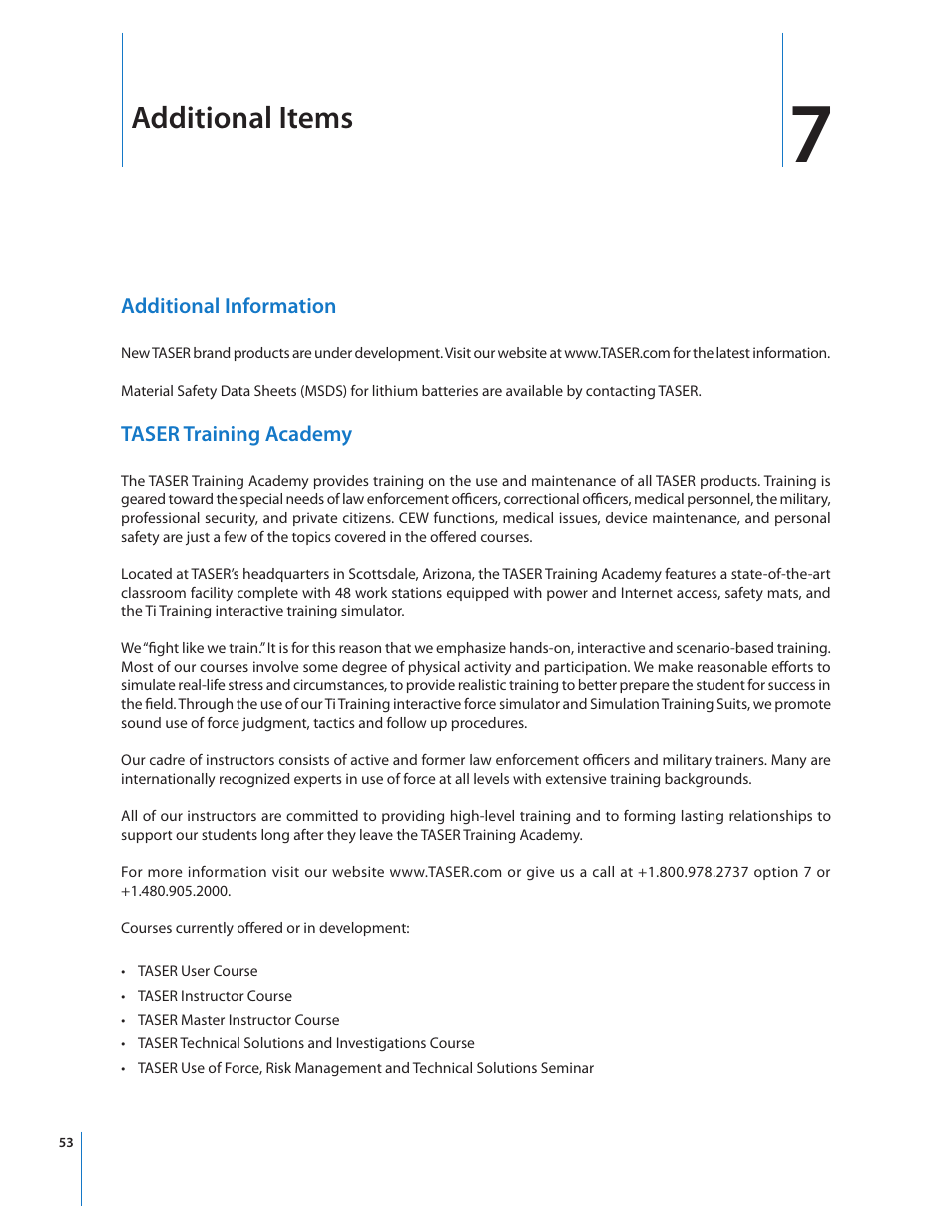 Additional items | Taser X2 User Manual | Page 53 / 55
