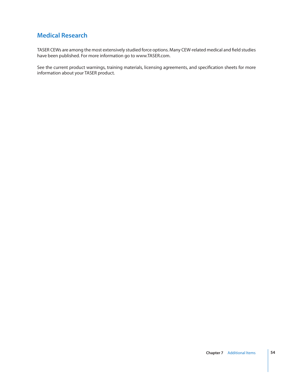 Medical research | Taser X2 User Manual | Page 54 / 55