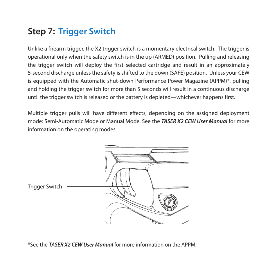 Step 7: trigger switch | Taser X2 User Manual | Page 10 / 18