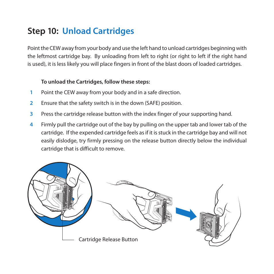 Step 10: unload cartridges | Taser X2 User Manual | Page 14 / 18