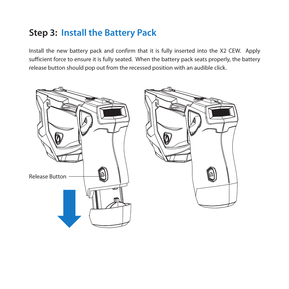 Step 3: install the battery pack | Taser X2 User Manual | Page 5 / 18