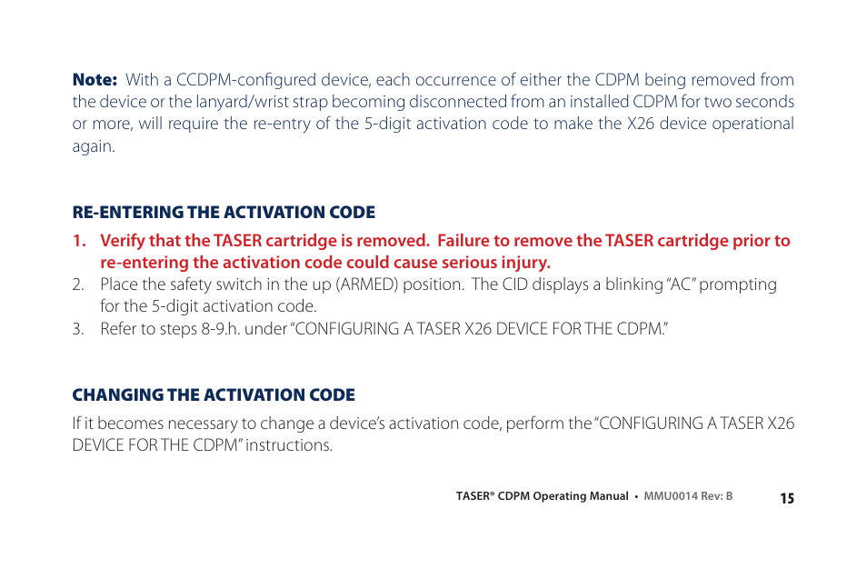 Taser X26 User Manual | Page 15 / 22