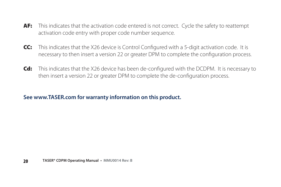 Taser X26 User Manual | Page 20 / 22