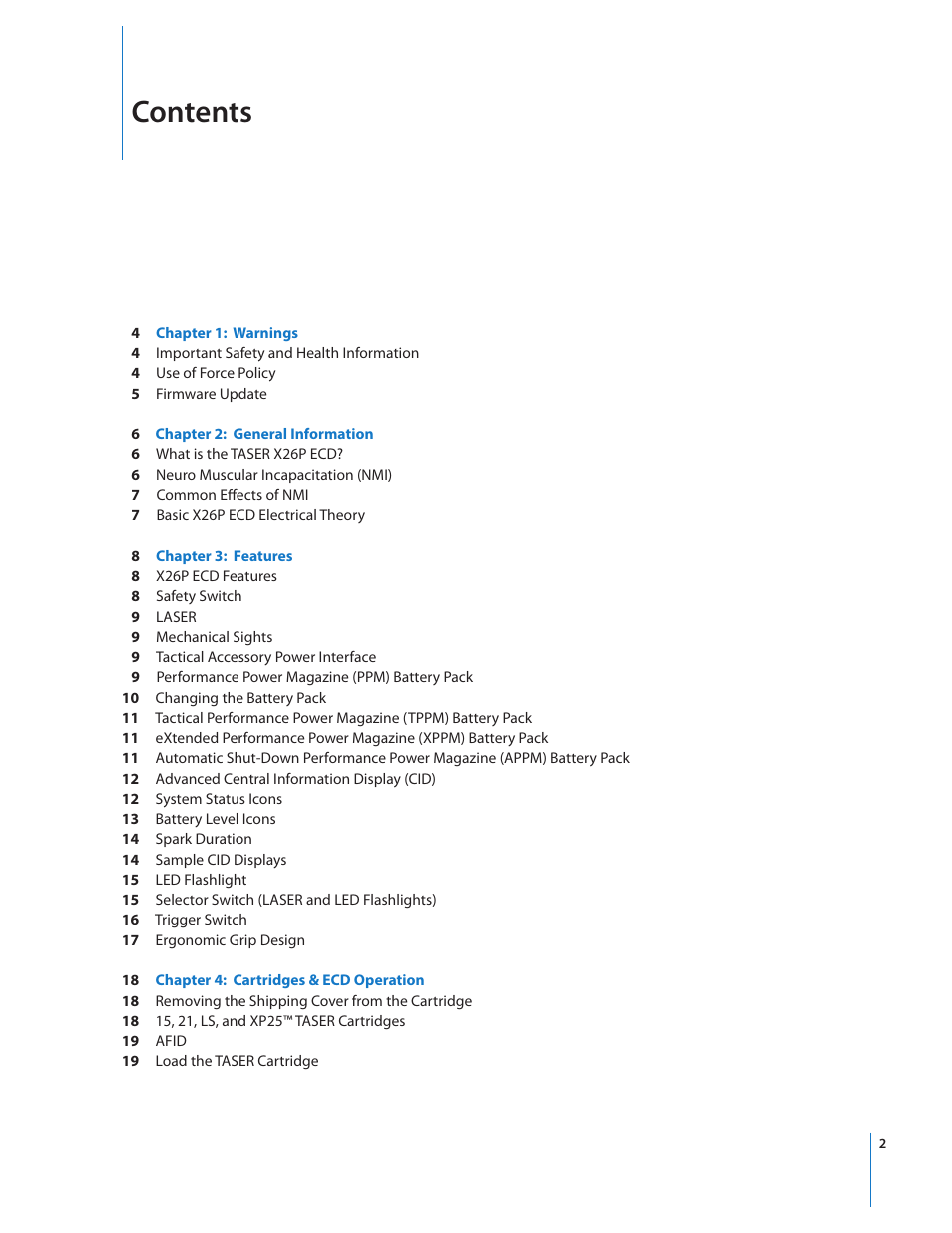 Taser X26P User Manual | Page 2 / 34