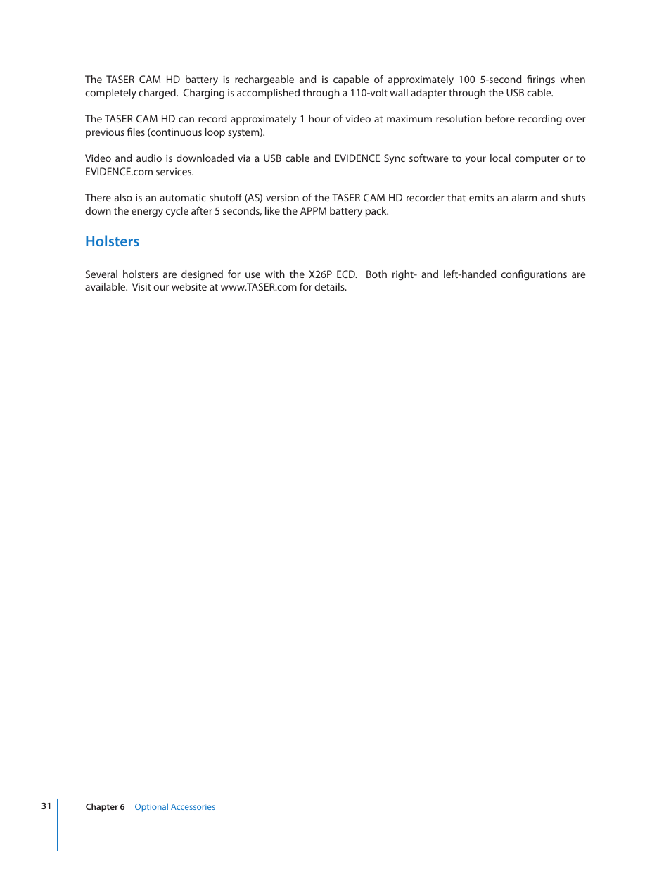 Holsters | Taser X26P User Manual | Page 31 / 34