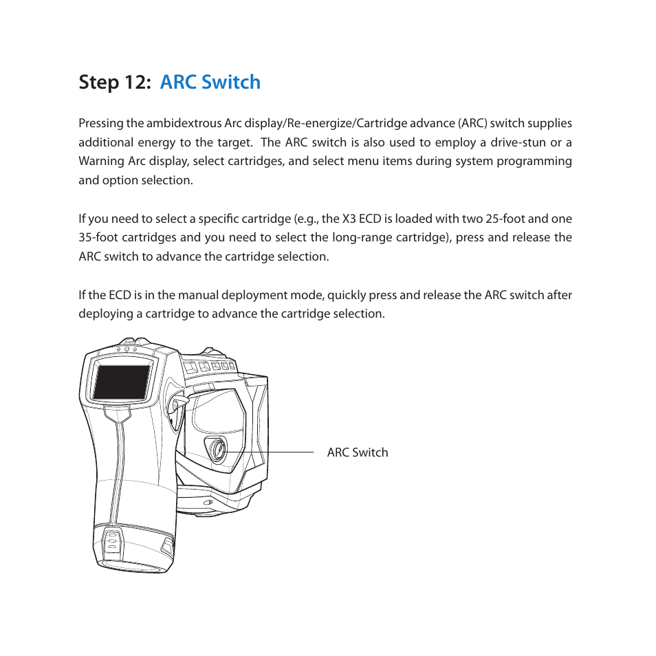 Step 12: arc switch | Taser X3 User Manual | Page 16 / 20