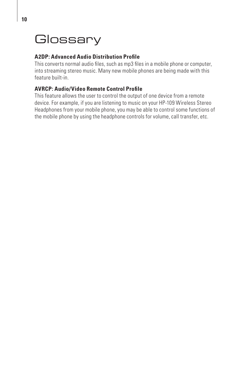 Glossary | Tenqa HP-109 User Manual | Page 12 / 16