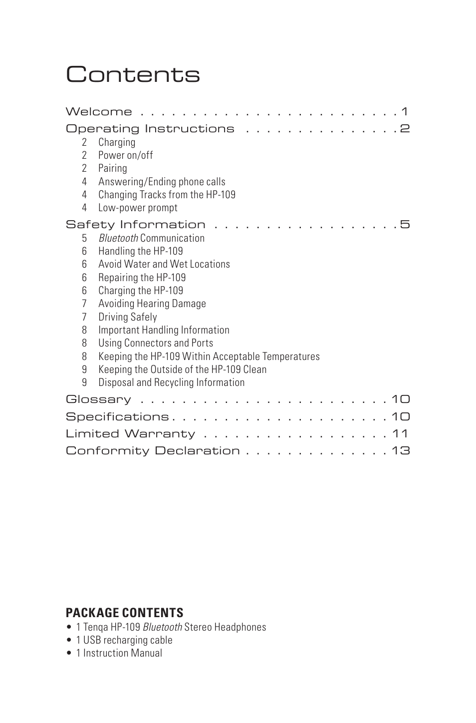 Tenqa HP-109 User Manual | Page 2 / 16