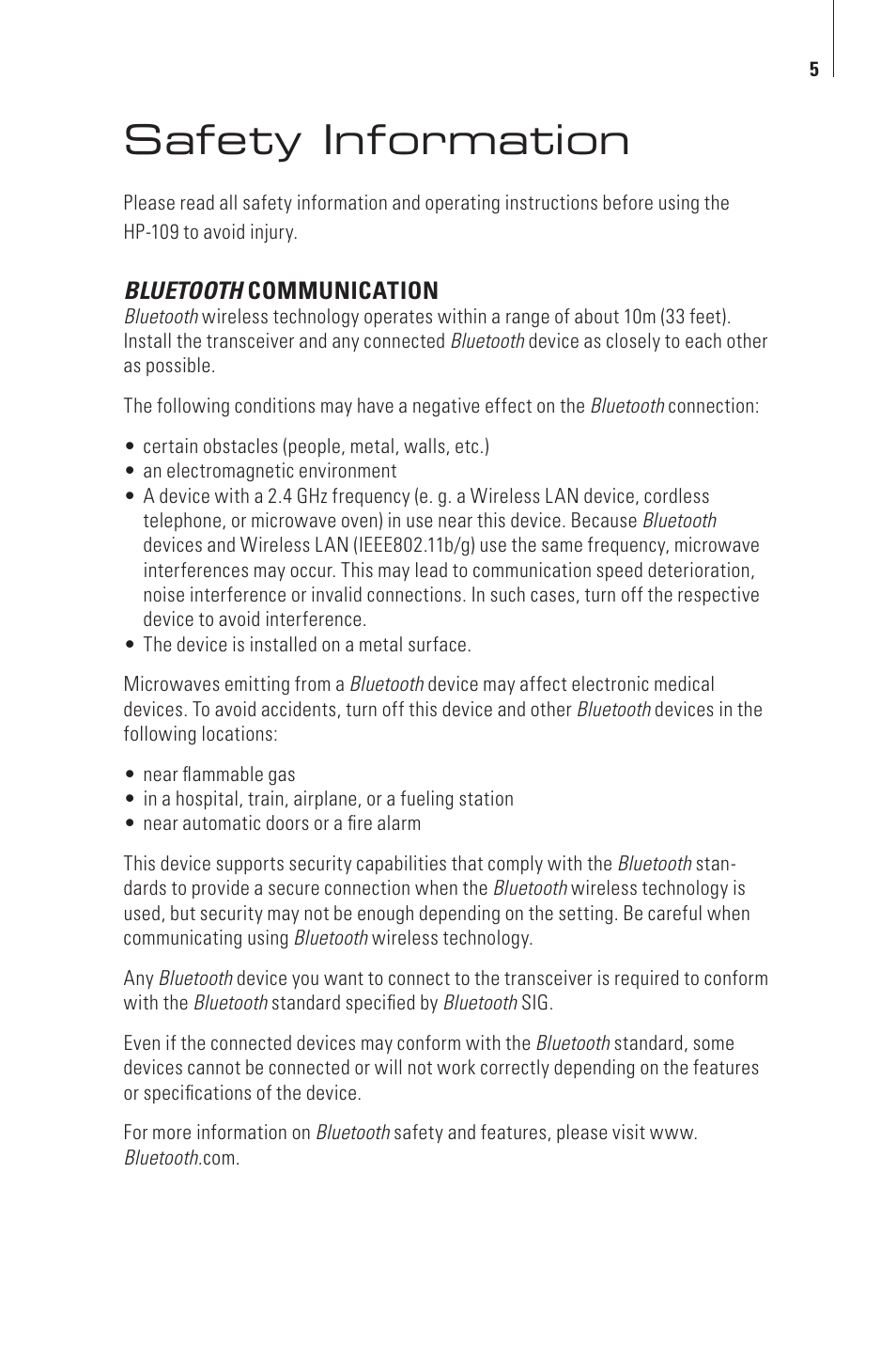 Safety information | Tenqa HP-109 User Manual | Page 7 / 16