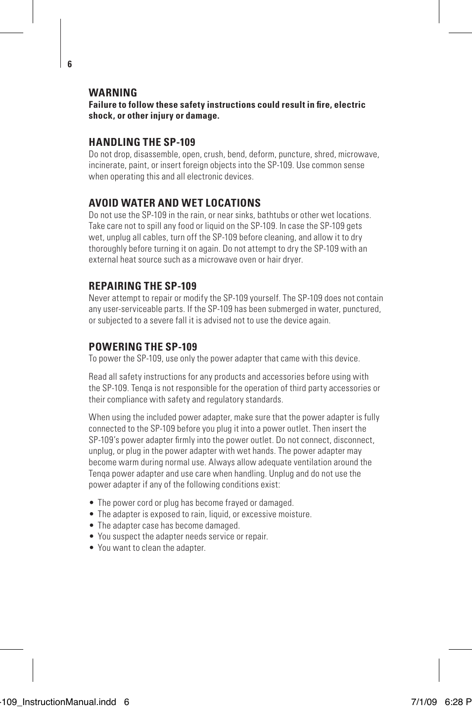 Tenqa SP-109 User Manual | Page 8 / 16
