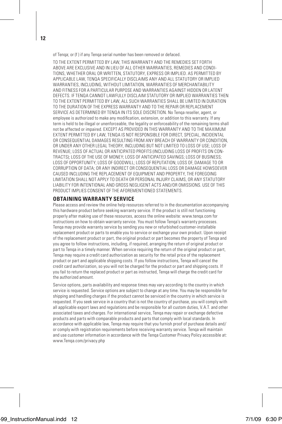 Tenqa SP-99 User Manual | Page 14 / 16
