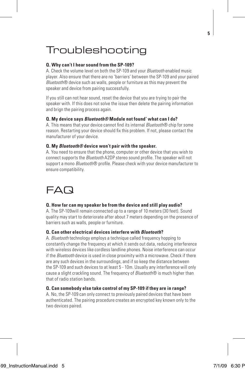 Troubleshooting | Tenqa SP-99 User Manual | Page 7 / 16