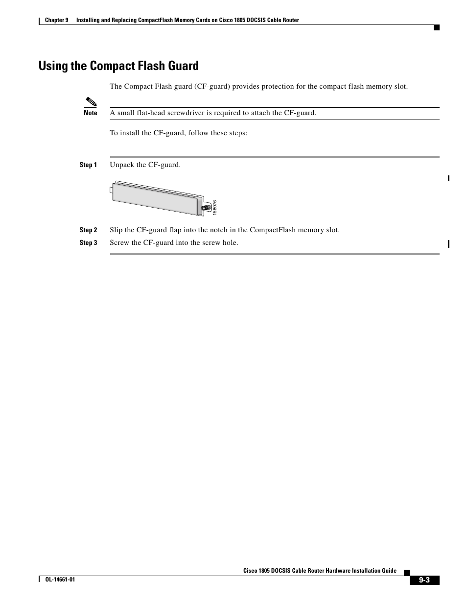 Using the compact flash guard | Cisco 1805 DOCSIS User Manual | Page 3 / 4
