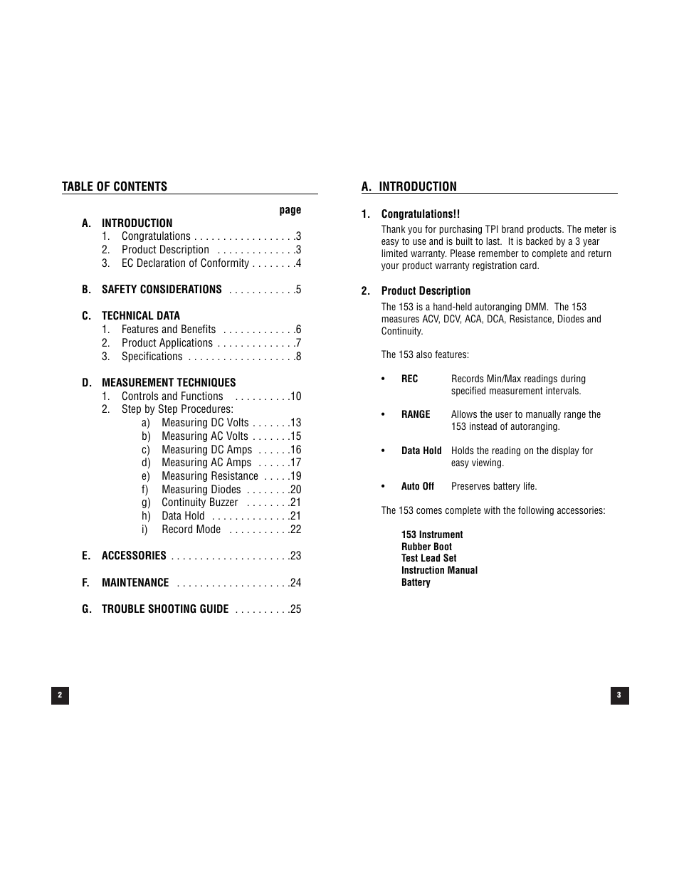 Test Products International 153 User Manual | Page 2 / 28
