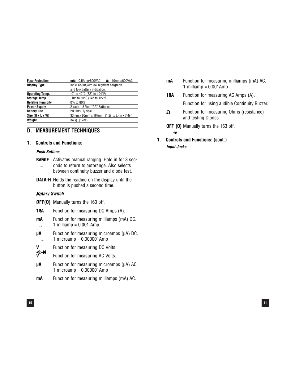 D. measurement techniques | Test Products International 163 User Manual | Page 11 / 24