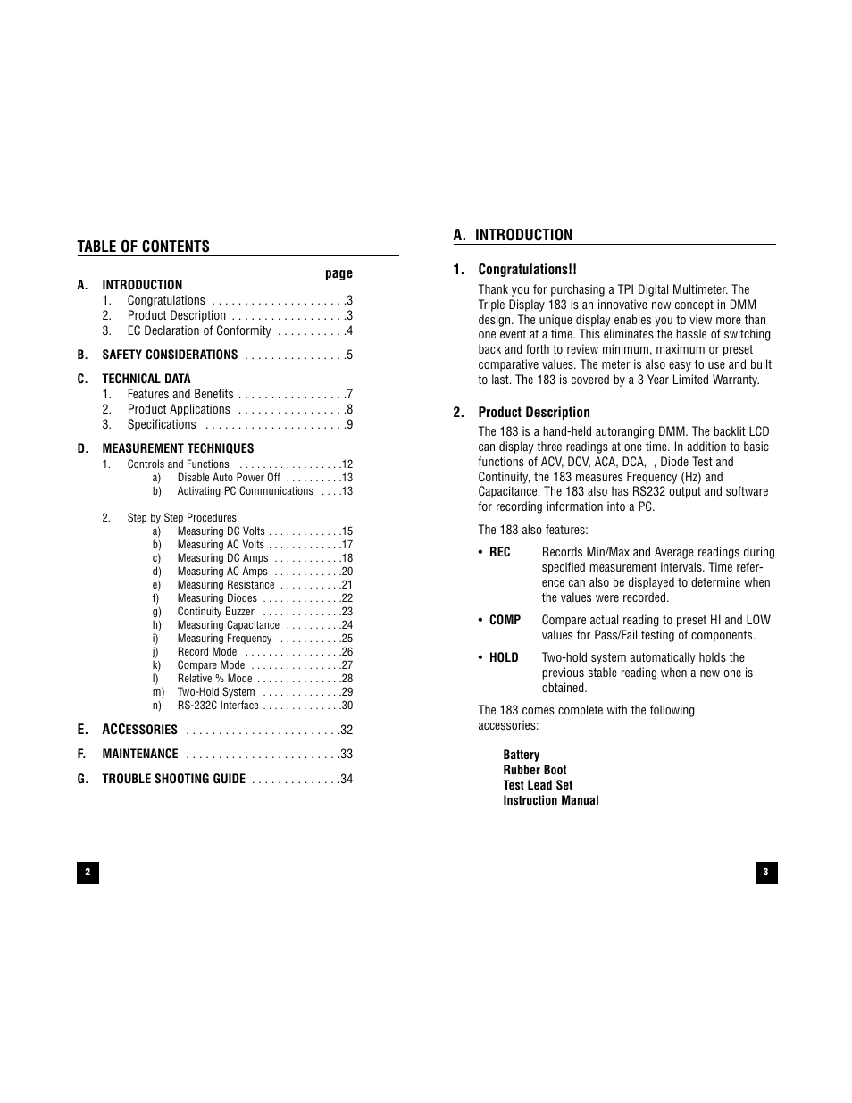 Test Products International 183 User Manual | Page 2 / 37