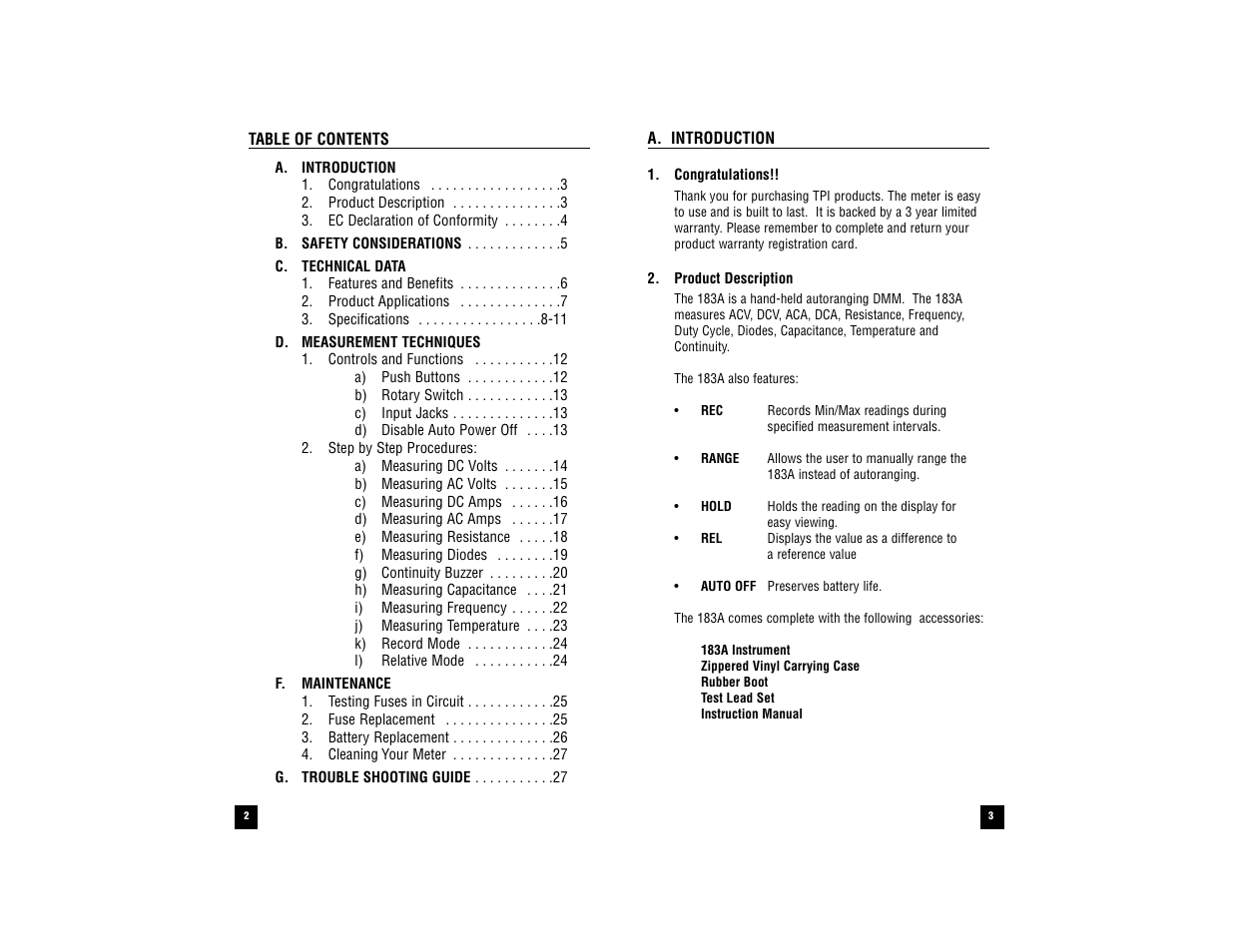 Test Products International 183A User Manual | Page 2 / 15